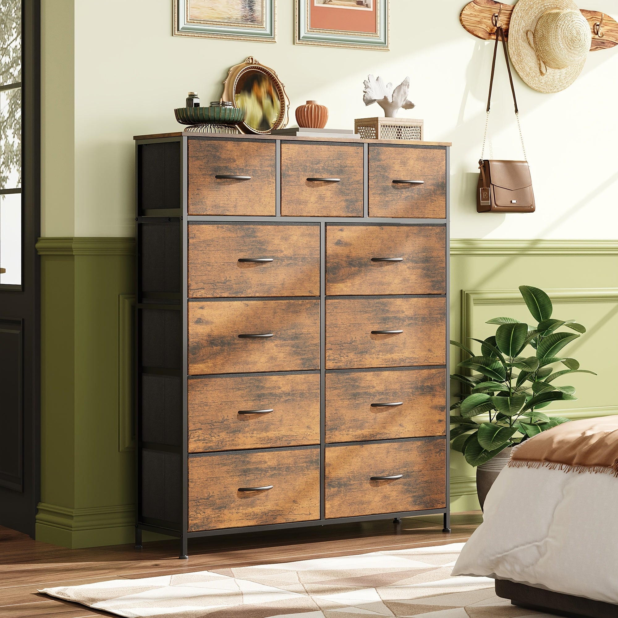 Tall Dresser for Bedroom Fabric Dresser Storage Tower Dresser & Chest of Drawers Organizer Unit with 11 Drawers Storage