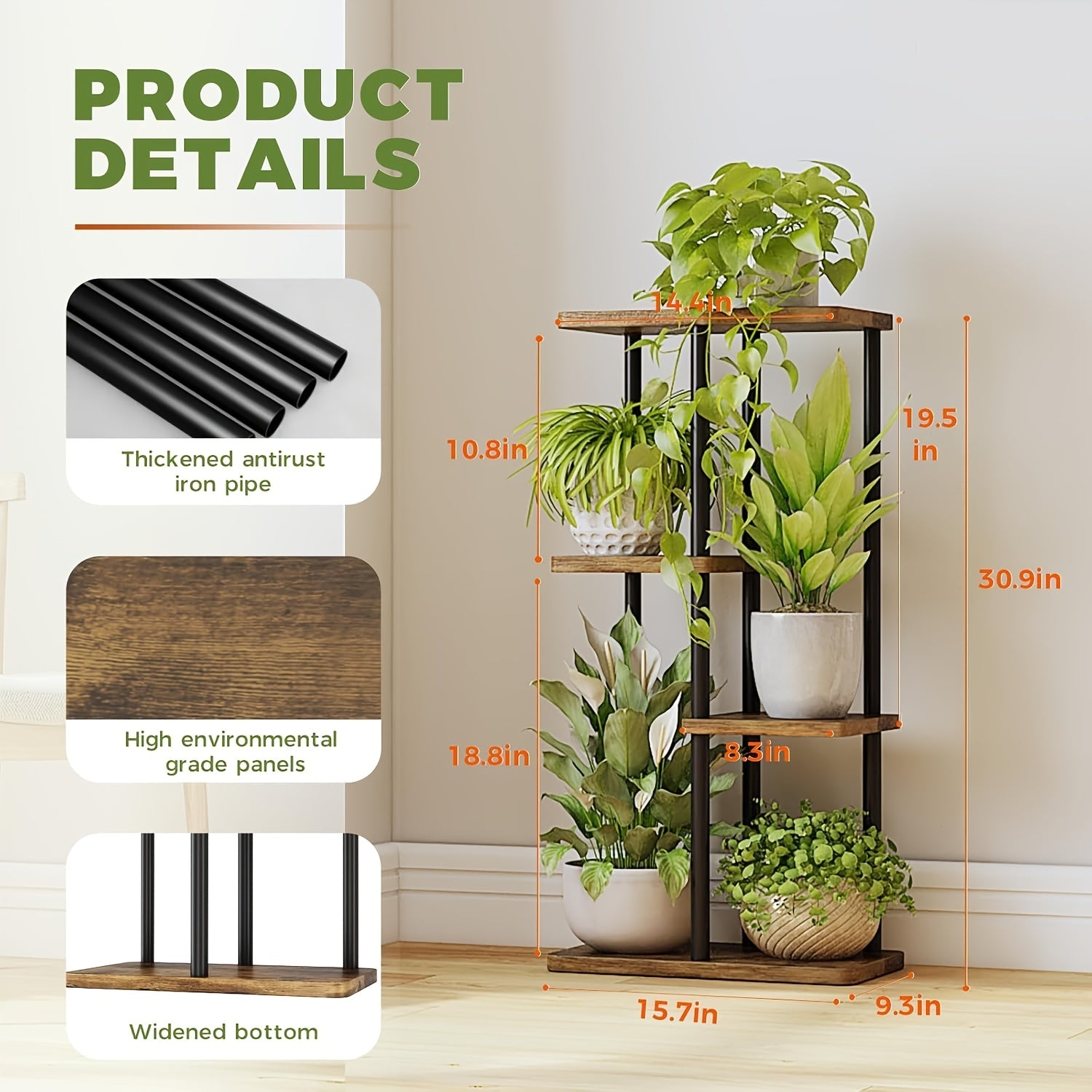 Tall Plant Stand Indoor 7 Tier Metal Plant Shelf Black Plant Holder Large Plant Rack for Mutiple Plants Pots for Patio Garden Corner Balcony Living Room