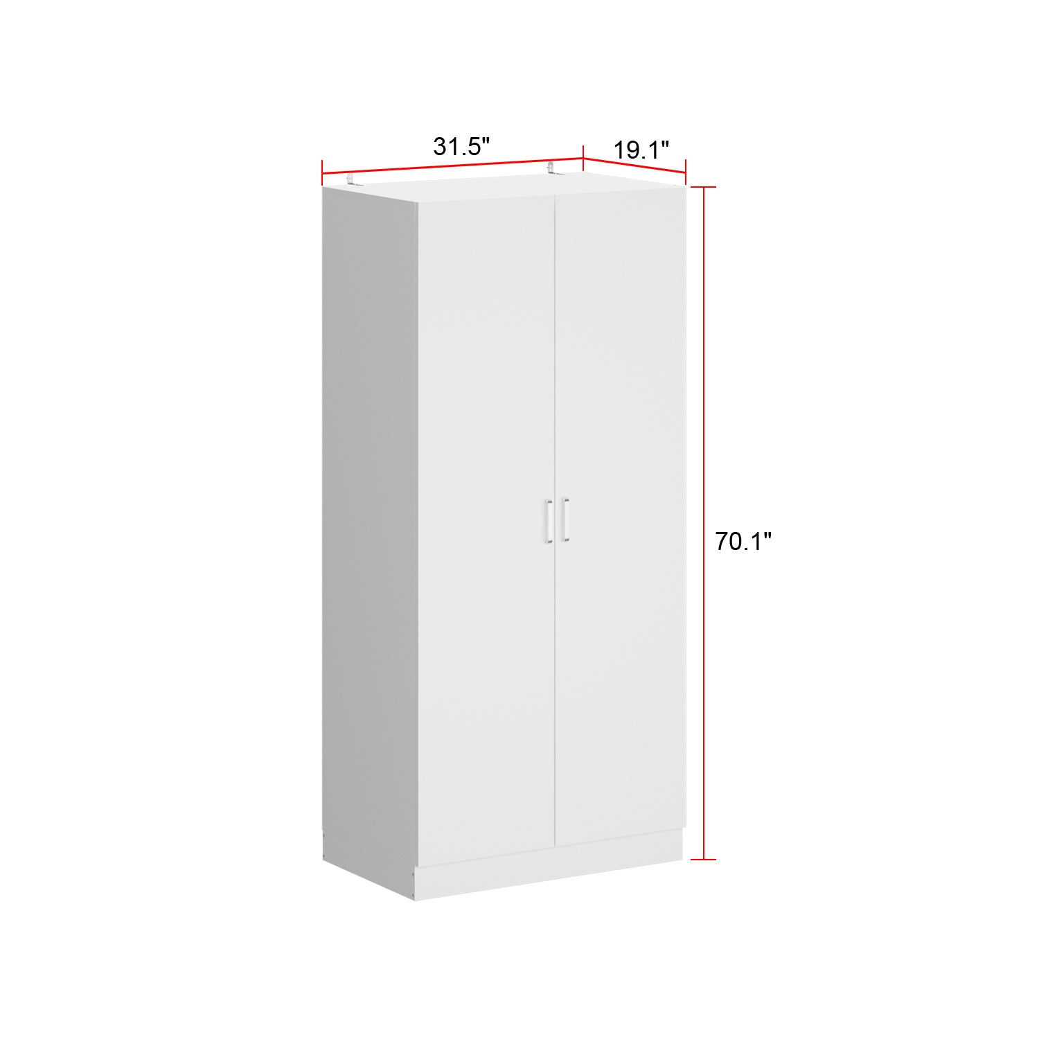 Wardrobe Armoire Closet with 2 Doors, Freestanding Wardrobe Cabinet with Storage Shelves & Hanging Rod, Bedroom Clothes Cabinet Organizer, White