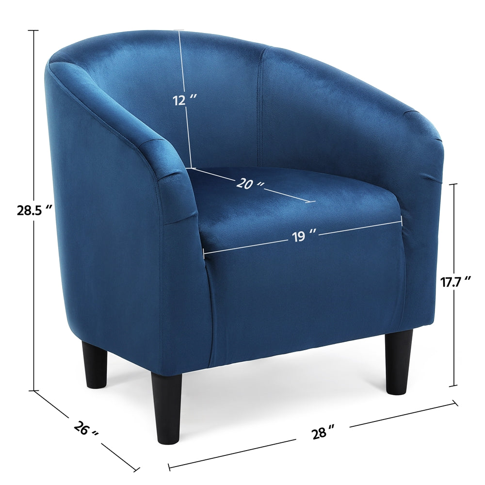 Velvet Club Chair Accent Arm Chair Upholstered Barrel Chair Black/Navy Blue/Gray/Pagoda Blue/Rose Red/Pink/Yellow