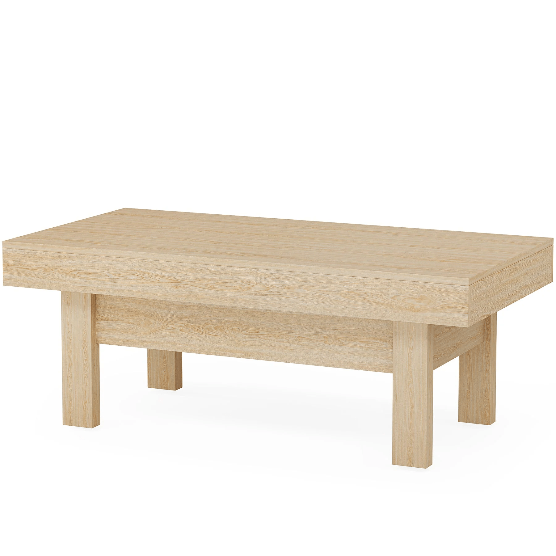 47 Inch coffee table, farmhouse center table cocktail tea table, it comes with four footrests and can support up to 300 pounds