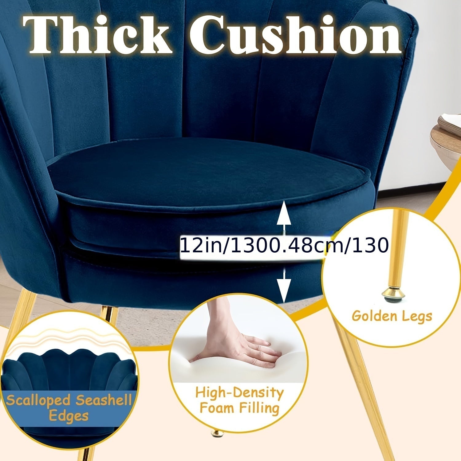 Velvet Accent Chairs For Living Room, Mid Century Modern Arm Chair, Comfy Vanity Chair For Makeup Room, Reception Armchair With Golden Legs For Bedroom, Dark Blue And Pink.Halloween And Christmas Gifts.