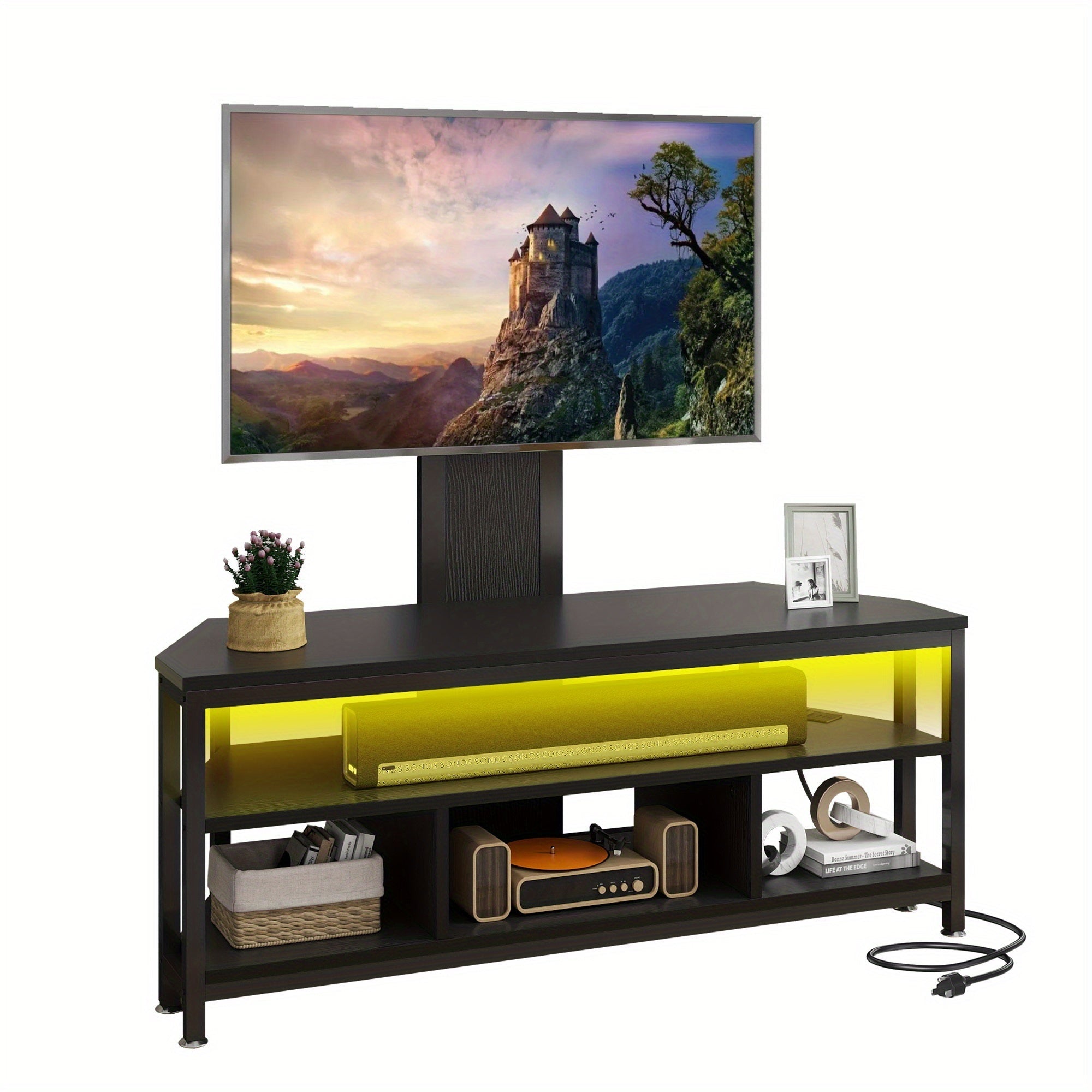 65- Inch TV Stand with Mount and Power Outlet, Entertainment Center Storage