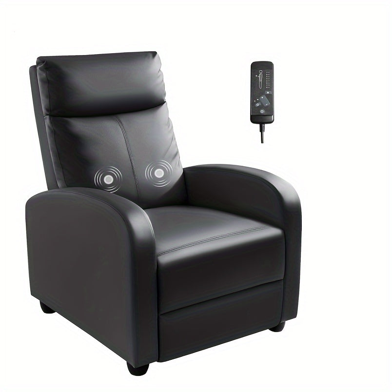 Recliner Chair Breathable Padded PU Leather Massage Single Sofa Recliners for Small Recliner Chair with Footrest Home Theater Seating for Bedroom Living Room