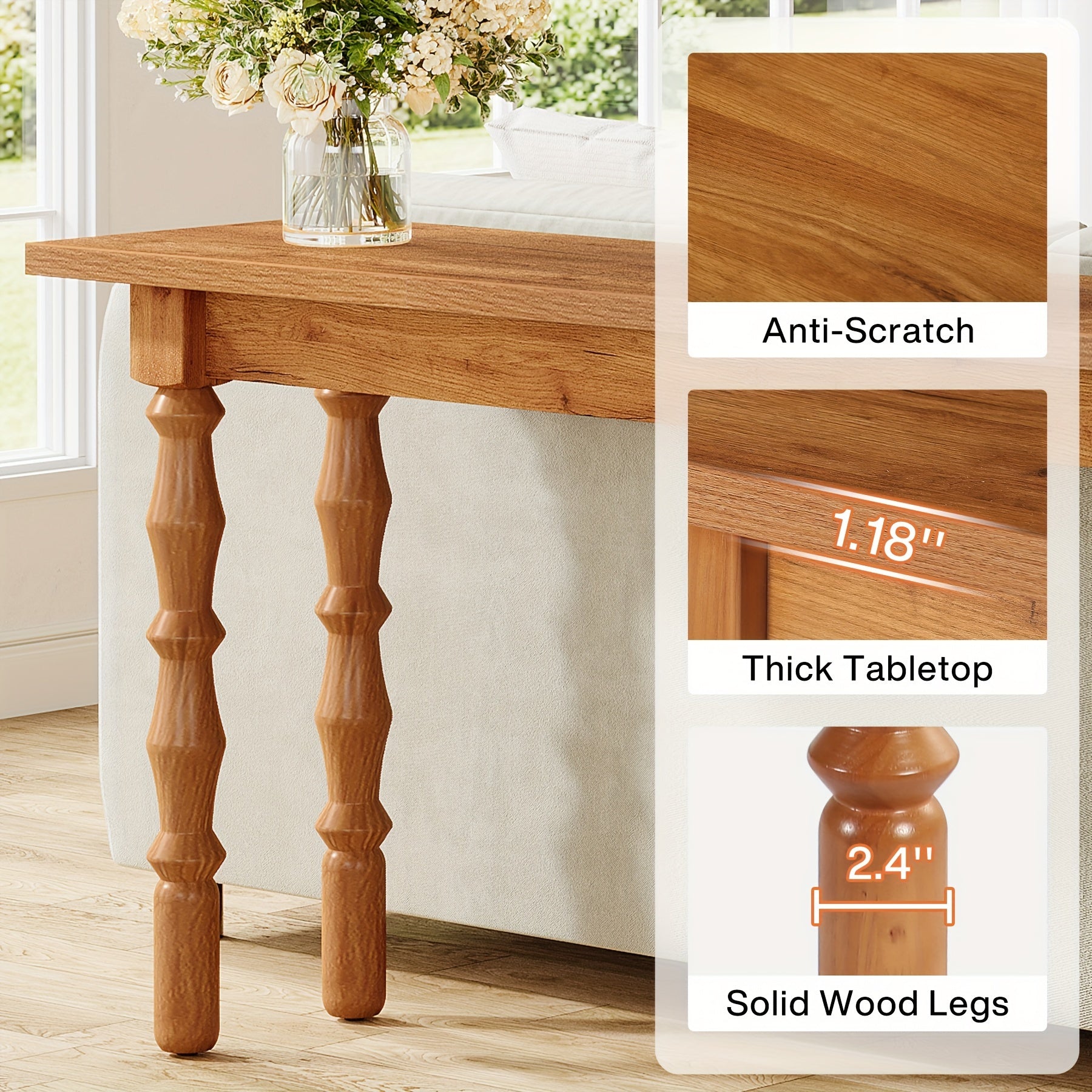 70.9-Inch Extended Length Entryway Console Table, Slim Sofa Table With Solid Wood Legs, Ideal For Living Room, Foyer, Hallway, Or Entrance, Desk & Drawer Organizer for Home Storage