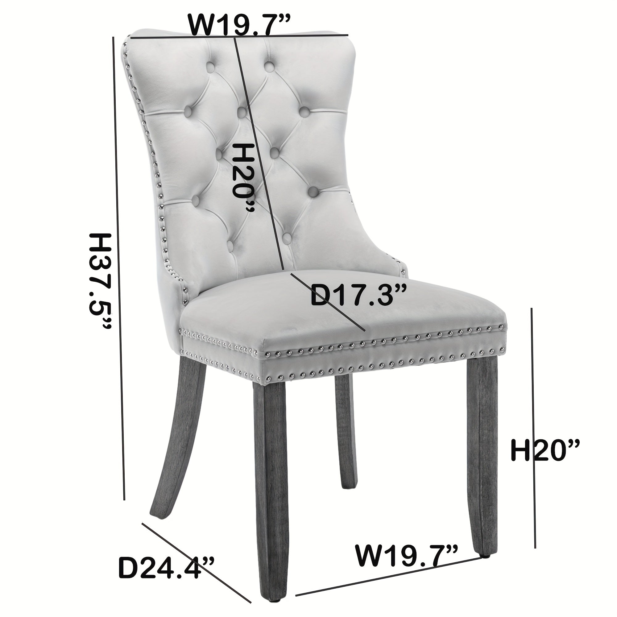 Set of 2 Dining Chairs with Solid Wood Legs for Dining Room Kitchen Accent Side Chair Velvet Button Tufted Padded