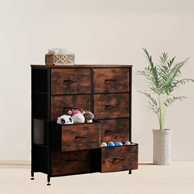 1 Or 2-piece 8-drawer Dresser With Metal Frame, High Feet, Can Be Mounted On The Floor Or Fixed To The Wall, Save Space, Quick Storage, Suitable For Indoor Use, Bedroom Storage