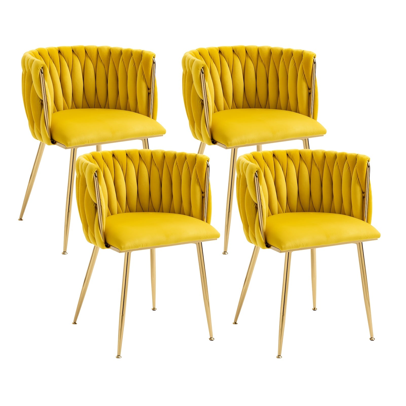 Velvet Dining Chairs Set of 4, Modern Upholstered Dining Chairs with Golden Metal Legs for Dining Room, Vanity, Kitchen, Living Room