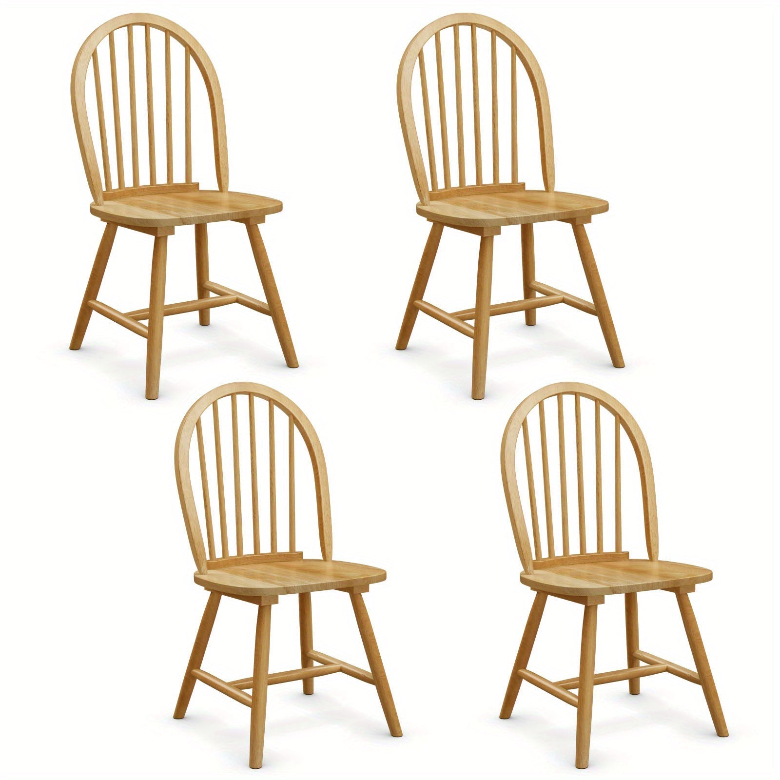 2/4pcs Contemporary Windsor Dining Chairs - Ergonomic Hardwood Spindleback Side Chairs, Wipe Clean Surface, Non-Upholstered, for Kitchen & Room, Carpet Surface Recommended