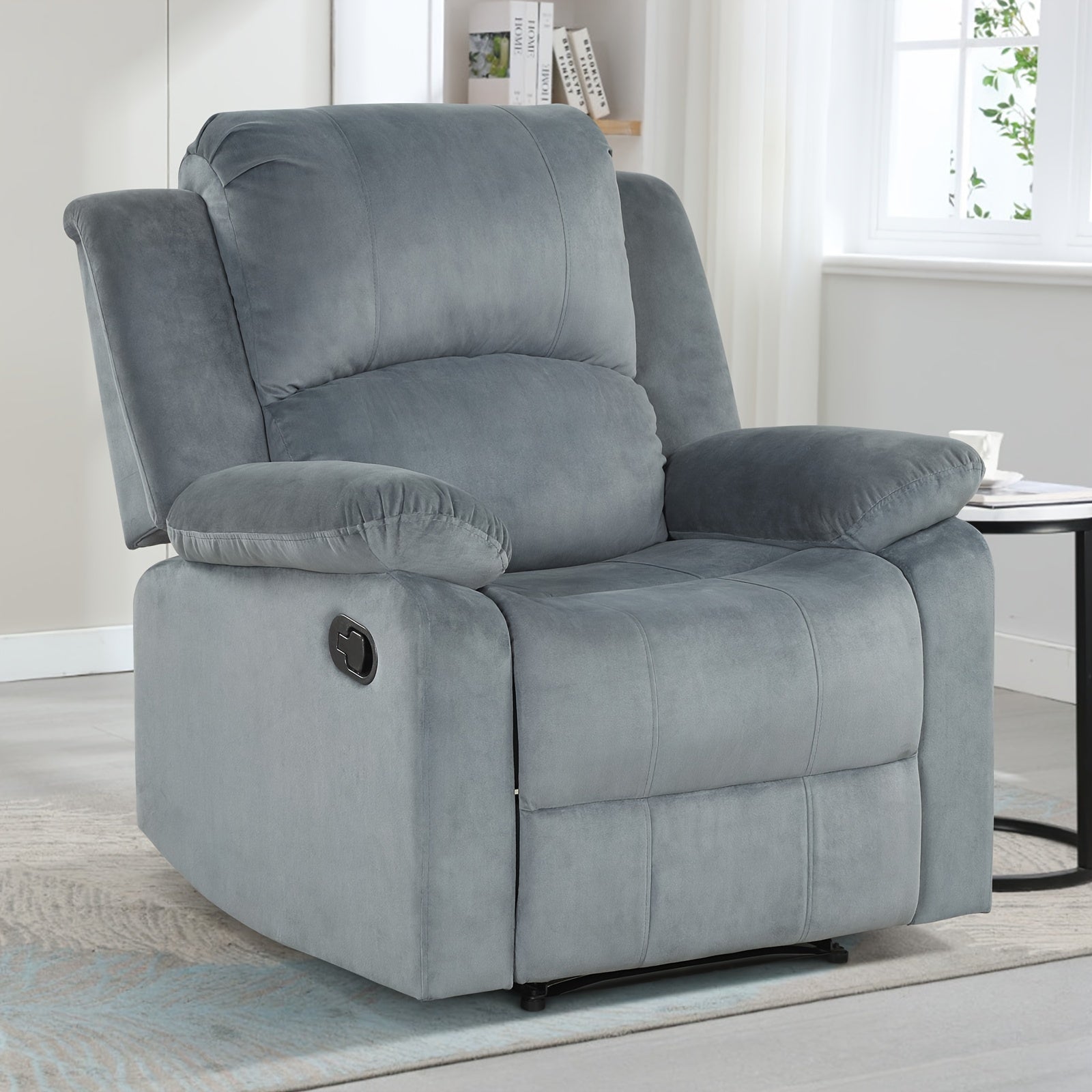 1pc Modern Large Size Manual Single Recliner, Soft Fabric, Suitable For Living Room And Bedroom, Strong And Safe Lounge Recliner