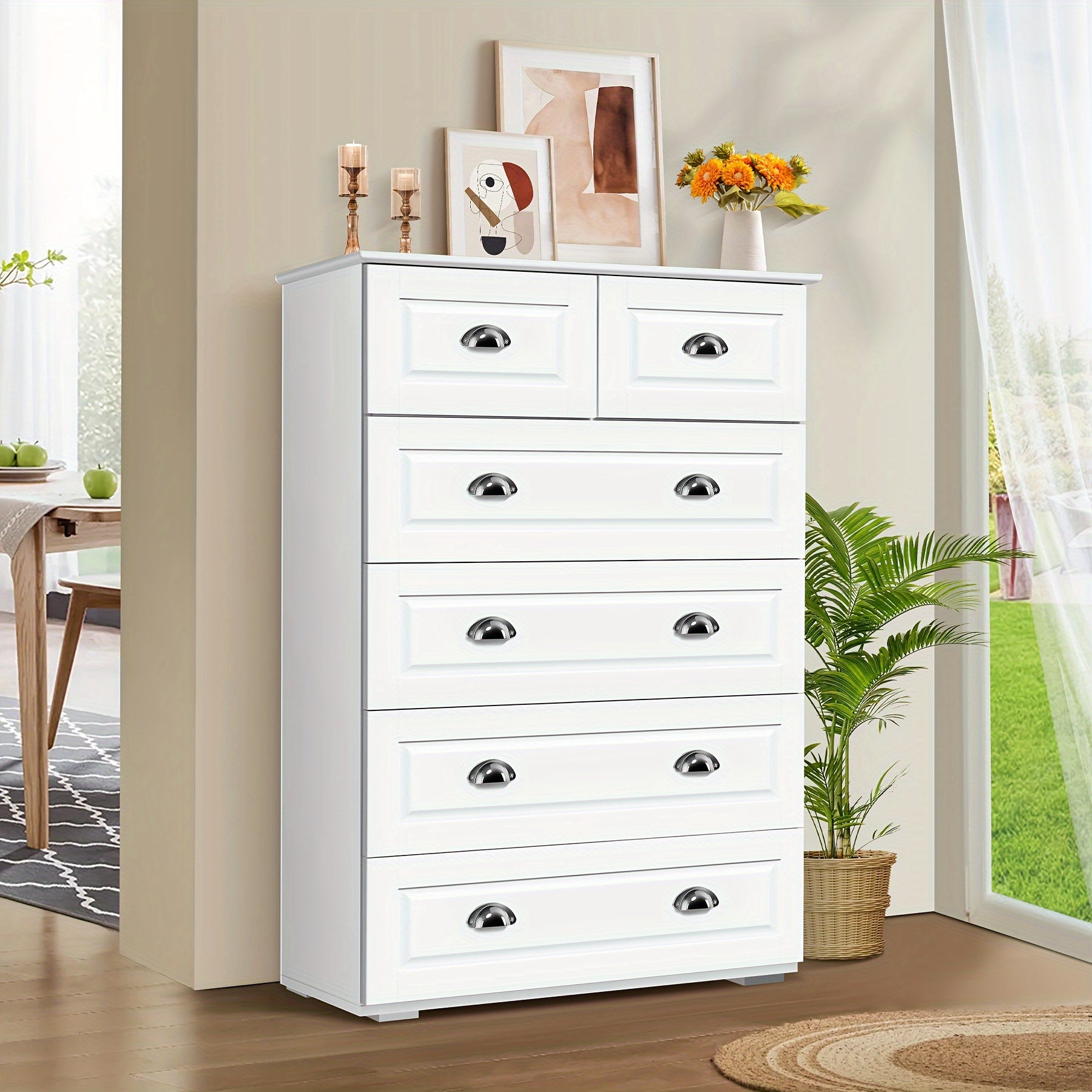 Dresser for Bedroom, 6 Drawer Dresser, Modern Tall dresser for Living Room, Hallway, Entryway