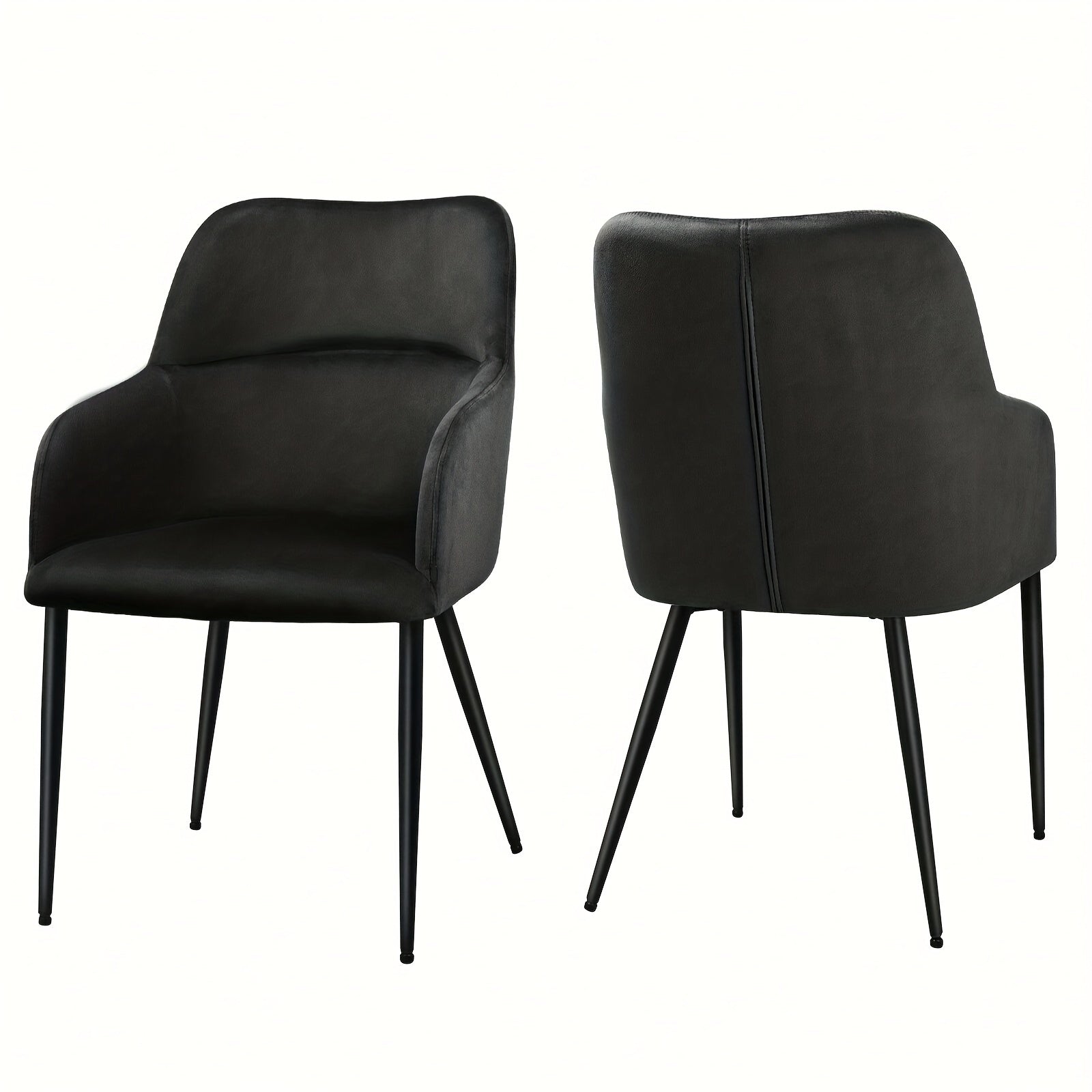 Elegant Velvet Dining Chairs Set Of 2, Modern Arm Accent Chair With Metal Legs For Dining Living Room