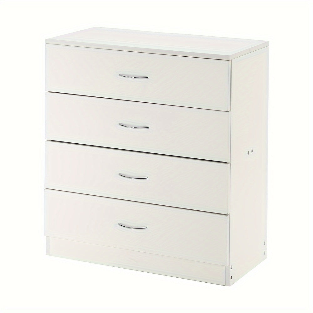 1pc MDF Wood Simple 4-Drawer Dresser White/Black