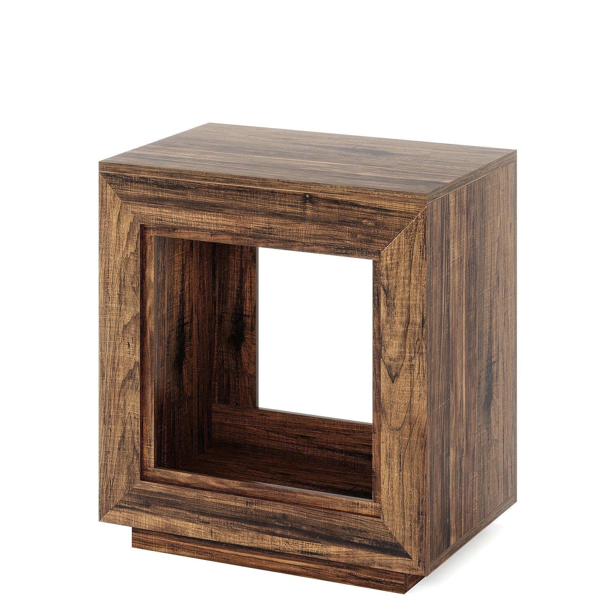 25 Inch solid wood side table, square side table, bedside table with storage function