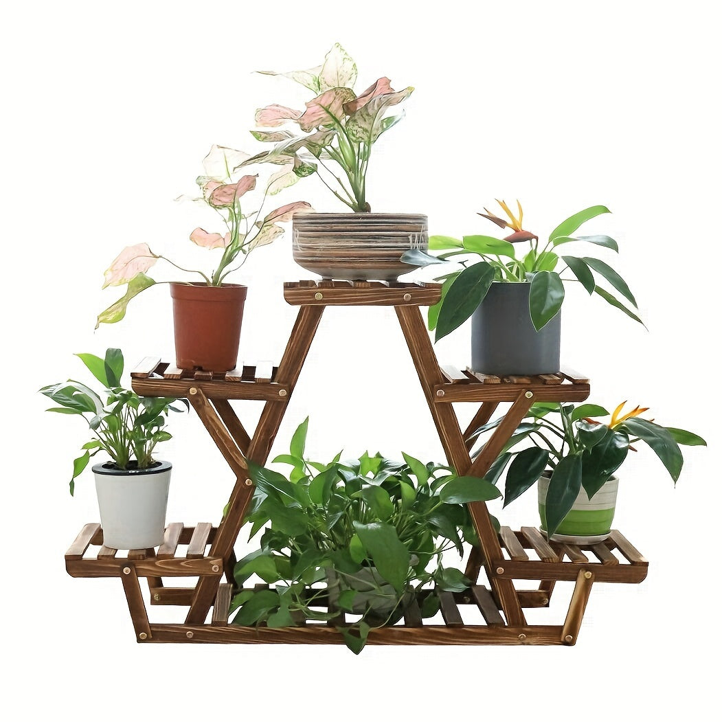 Wood Plant Stand Indoor, 6 Tiered Plant Shelf For Multiple Plants RackTriangle, A Shape Corner Flower Pot Holder For Windowsill Patio Balcony Garden Living Room