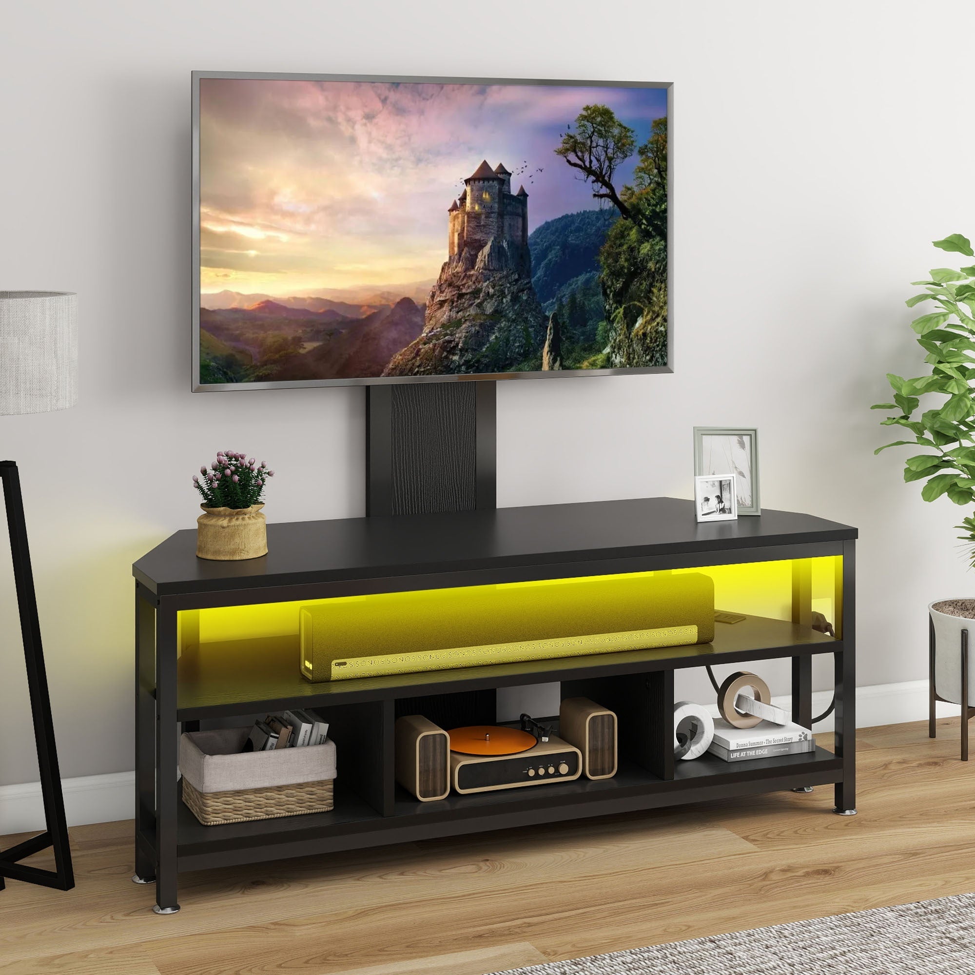 65- Inch TV Stand with Mount and Power Outlet, Entertainment Center Storage