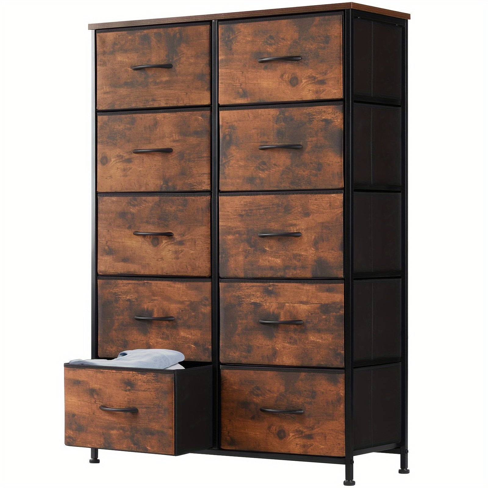 Dresser For Bedroom 10 Drawers Storage Chest Of Drawers With Fabric Bins Tall Dresser With Sturdy Steel Frame Clothes
