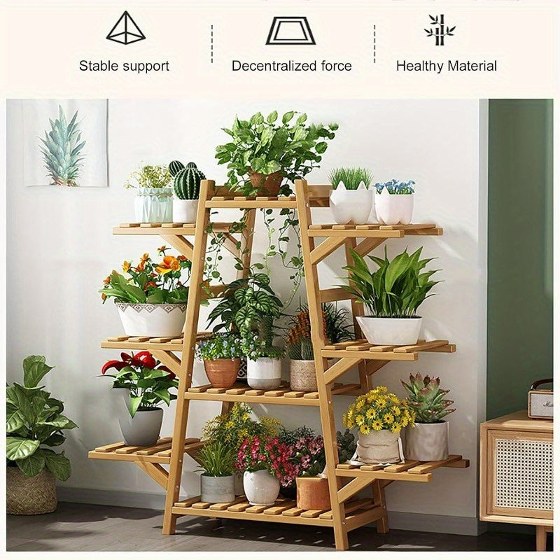 Elegant 9-Tier Wooden Plant Stand - Versatile Indoor/Outdoor Flower Pot Holder & Display Shelf for Patio, Balcony, and Garden