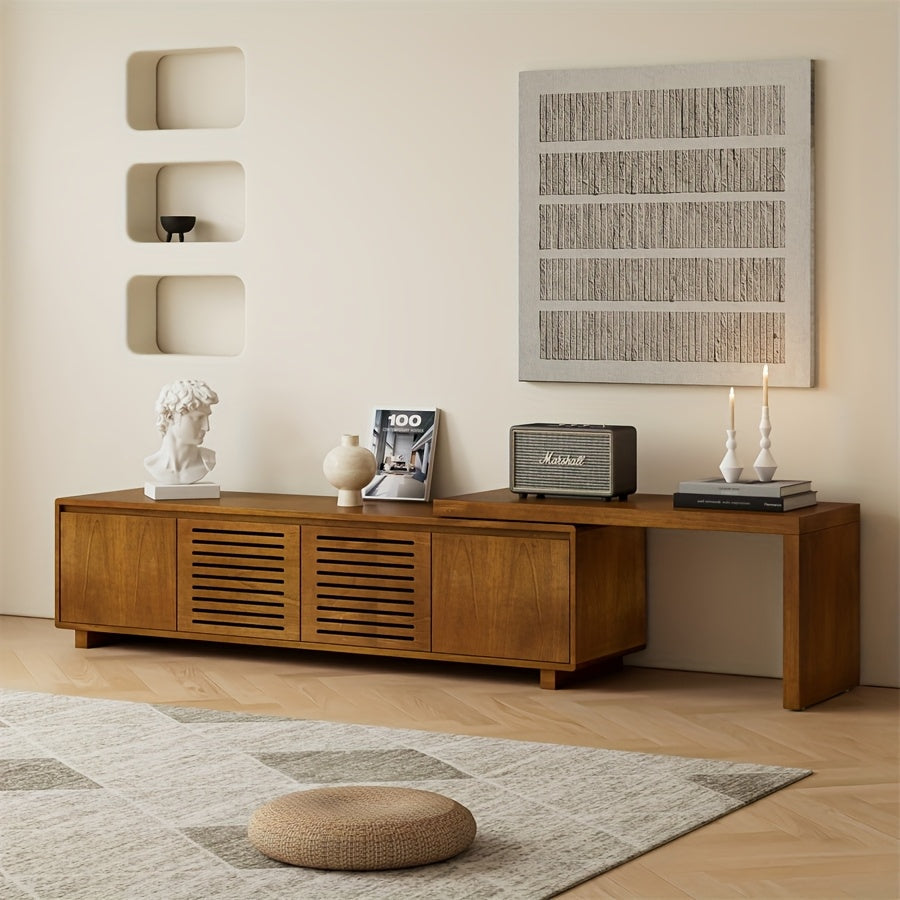 Mid-Century Modern Extendable TV Stand Wood-Based Panel & Hardwood Entertainment Center Farmhouse Media Console