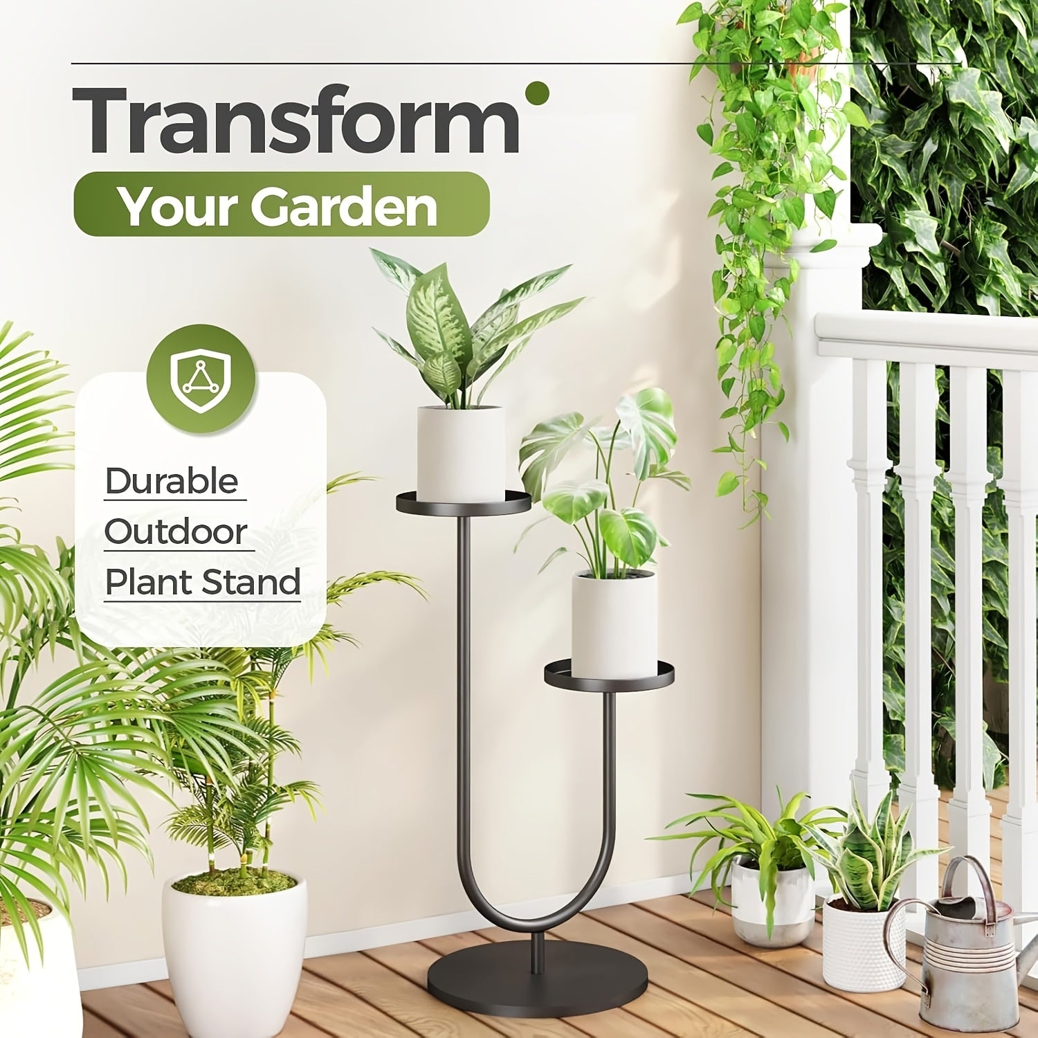 1set Plant Stand Indoor, Corner Plant Stand, 2 Potted Metal Planter Stand for Window Garden Balcony Living Room Outdoor