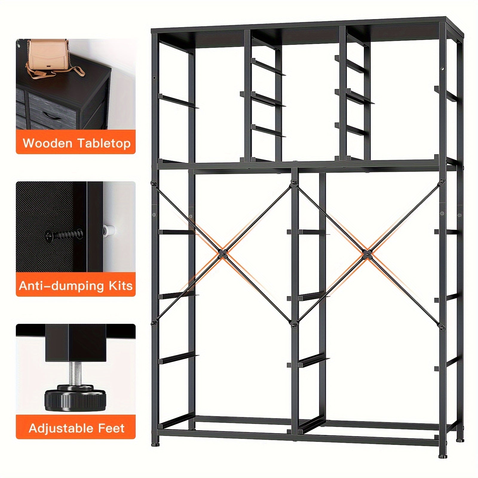 16 Drawers Dresser for Bedroom Tall Dresser for Bedroom Bedroom Dressers & Chests of Drawers with Wood Top and Metal