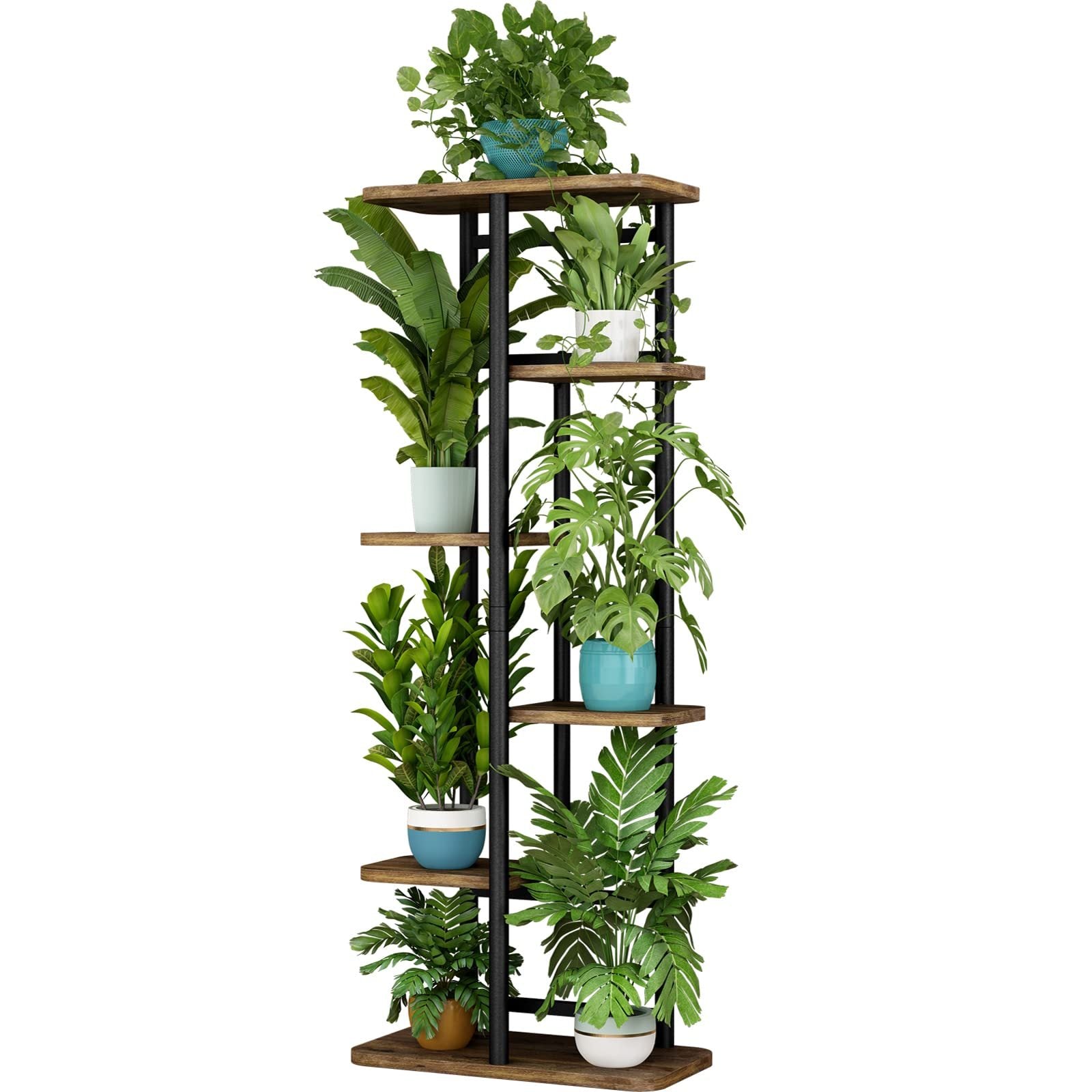 Tall Plant Stand Indoor 7 Tier Metal Plant Shelf Black Plant Holder Large Plant Rack for Mutiple Plants Pots for Patio Garden Corner Balcony Living Room