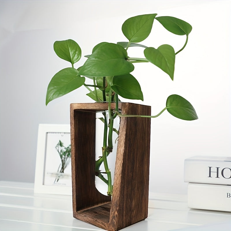 Large Wooden Plant Stand with Vase - Self-Cleaning, Versatile for Indoor/Outdoor Use - Perfect for Home & Office Decor, Includes Multiple Components