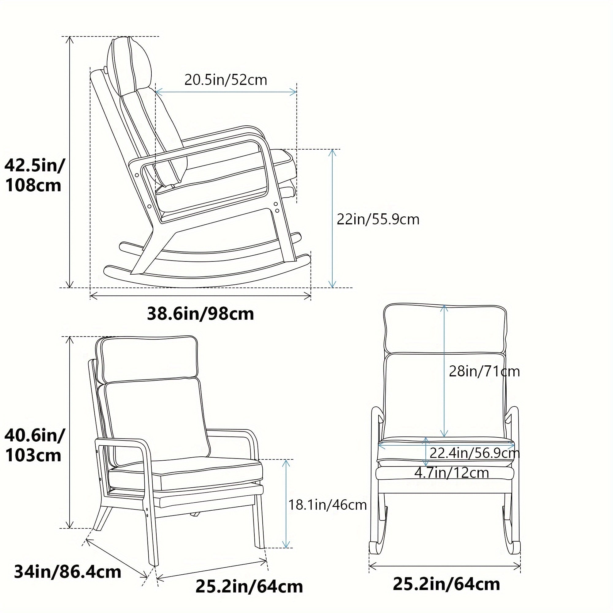 Rocking Accent Chair Modern Living Room Armchair, High-Back Nursery Lounger