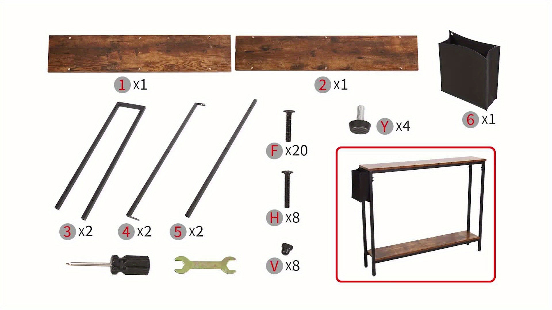 39.4’’ Console Entryway Table 2-Tier Industrial Narrow Sofa Table with Storage Shelves for Hallway Living Room Bedroom