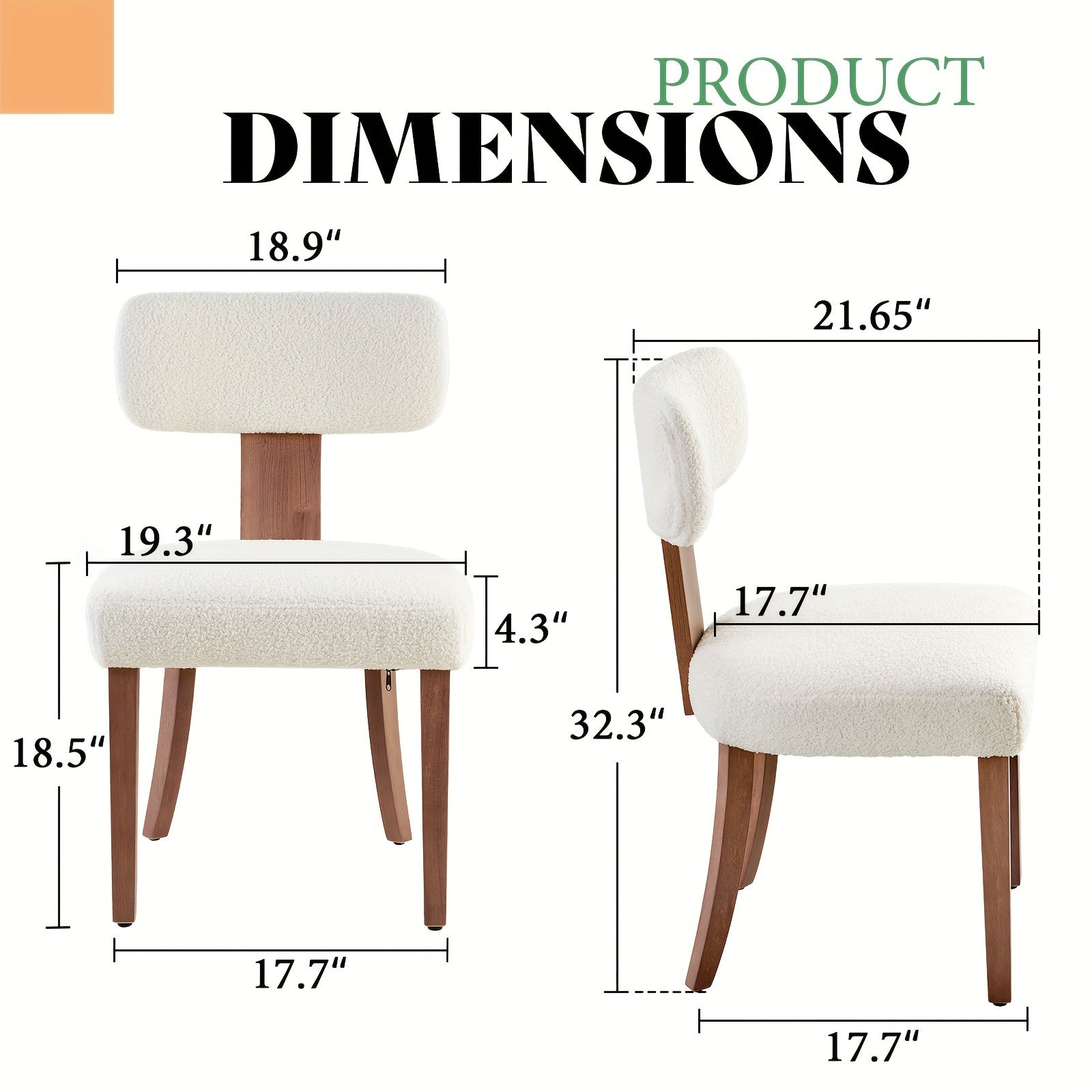 Set of 2 Modern Dining Chairs with Upholstered Curved Backrest and Boucle Seat, Hardwood Frame for Dining Table