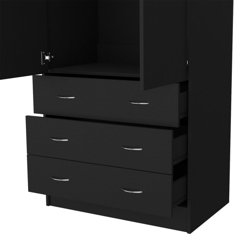 Bedroom Armoire Tall Wardrobe Closet Storage Black Metal Full Size Hanging Organizer for Home