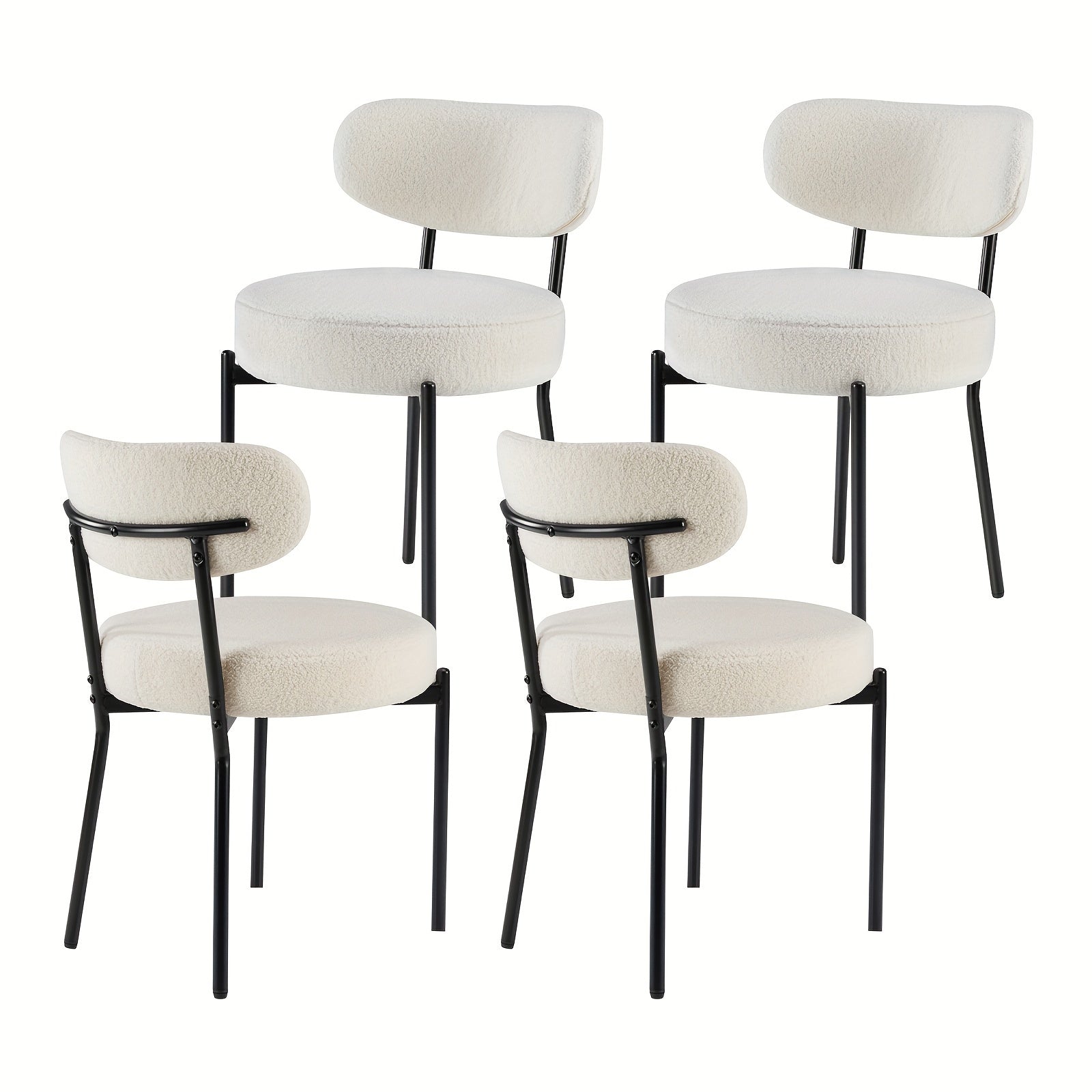 Dining Chairs, Morden Upholstered Dining Room Chairs With Curved Backrest Round Kitchen Chairs With Metal Legs