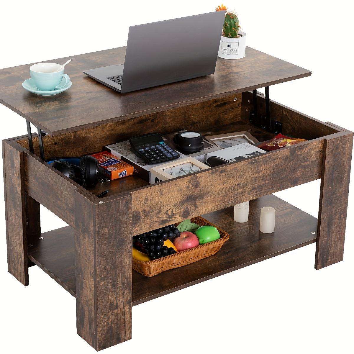 Lift Top Coffee Table With Storage Shelf Wooden Lift Tabletop For Home Living Room Reception Room Office