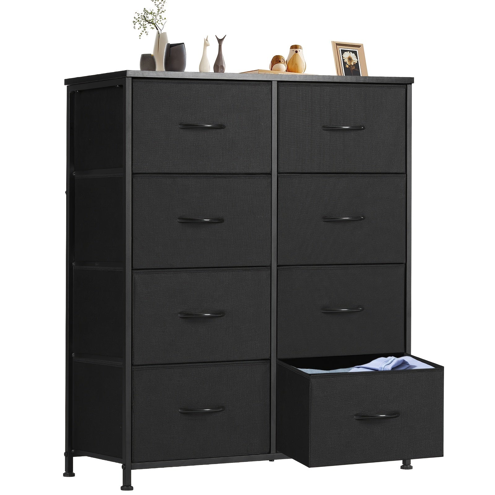 Dresser for Bedroom Drawer Organizer Storage 8 Drawers Fabric Storage Tower Chest of Drawers with Steel Frame Wood Top