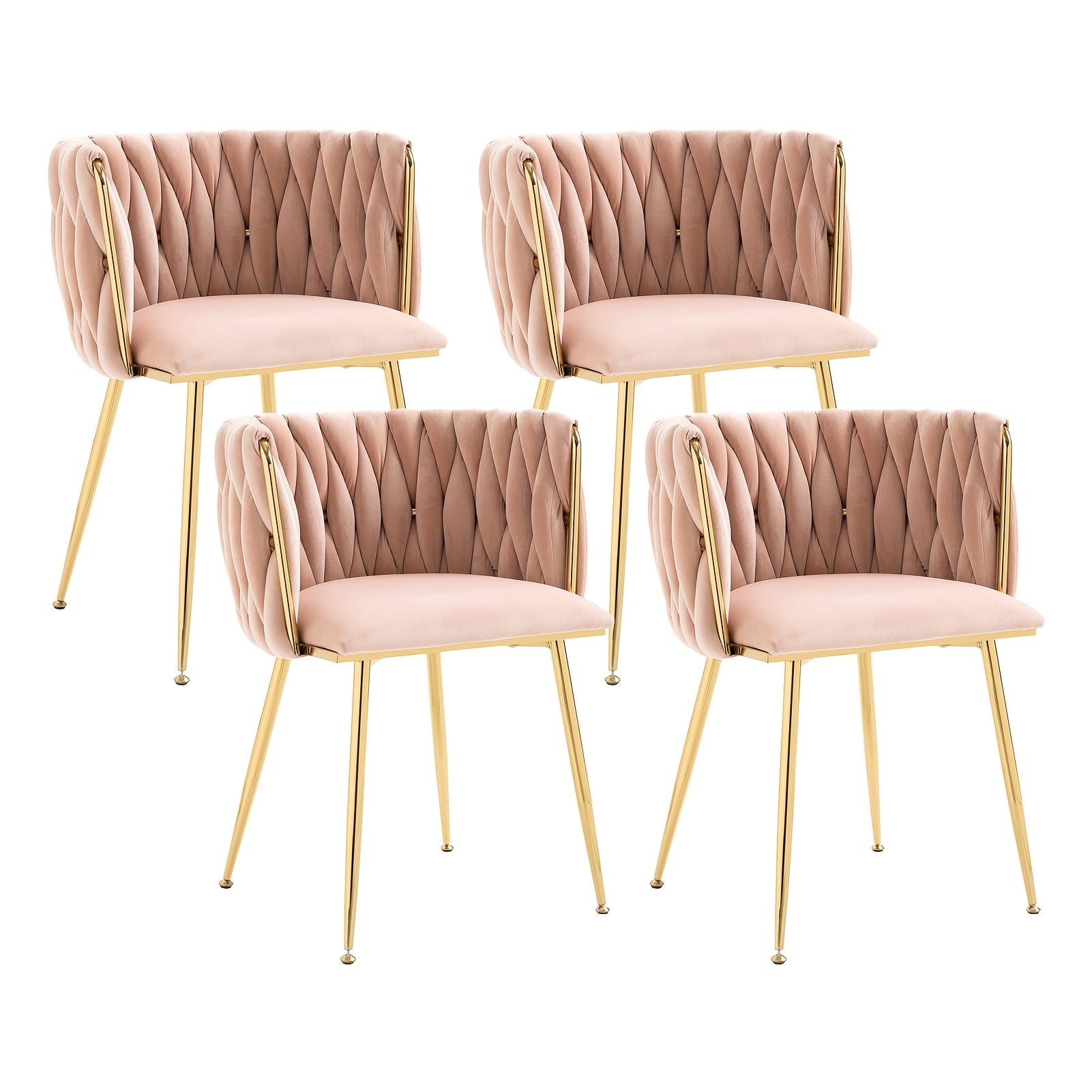 Velvet Dining Chairs Set of 4, Modern Upholstered Dining Chairs with Golden Metal Legs for Dining Room, Vanity, Kitchen, Living Room