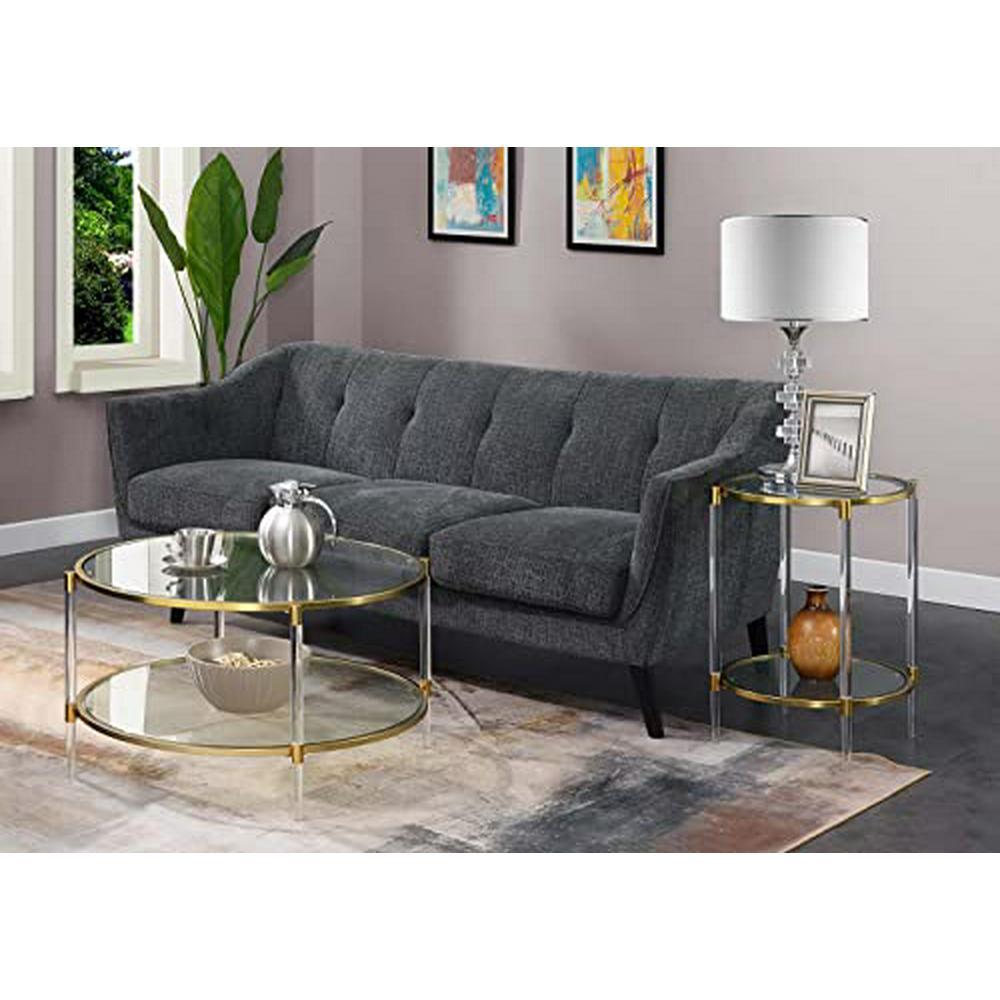 Convenience Concepts Royal Crest 2 Tier Acrylic Glass Coffee Table, Glass/Gold