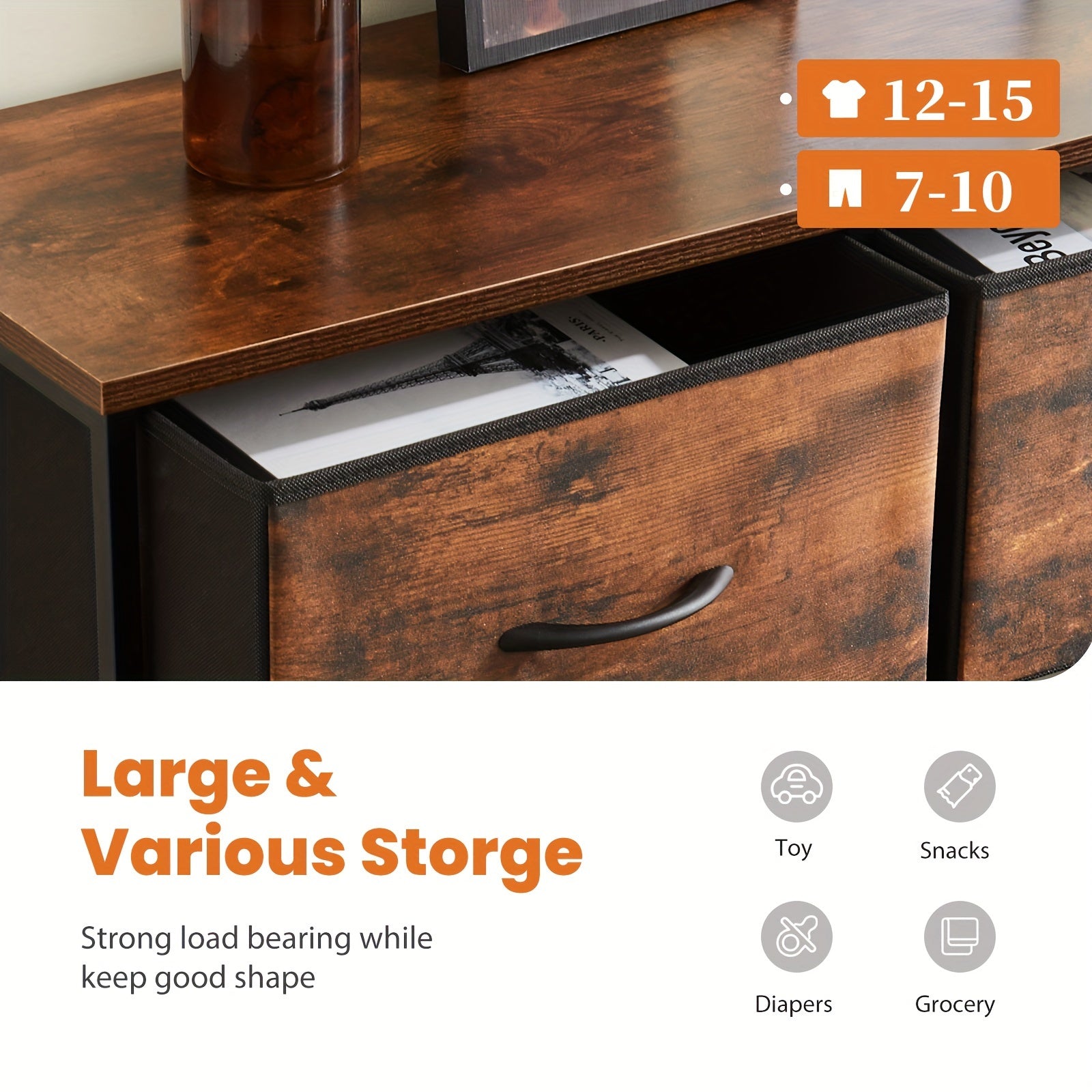 Dresser For Bedroom 10 Drawers Storage Chest Of Drawers With Fabric Bins Tall Dresser With Sturdy Steel Frame Clothes