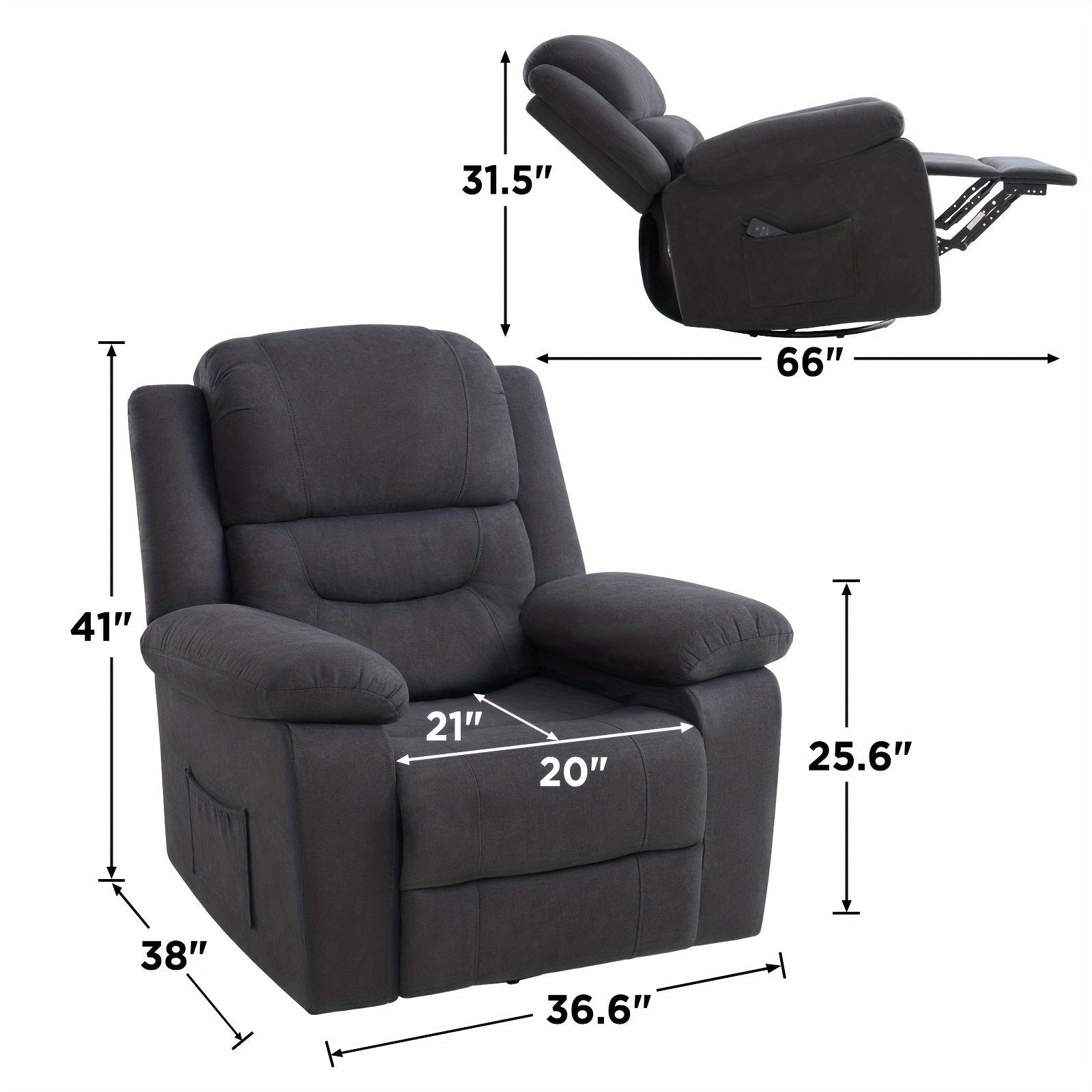 Adult Fabric Reclining Chair, Featuring Overstuffed Armrests & Backrest, Cozy Lazy Boy Sofa for Living Rooms & Home Entertainment Areas