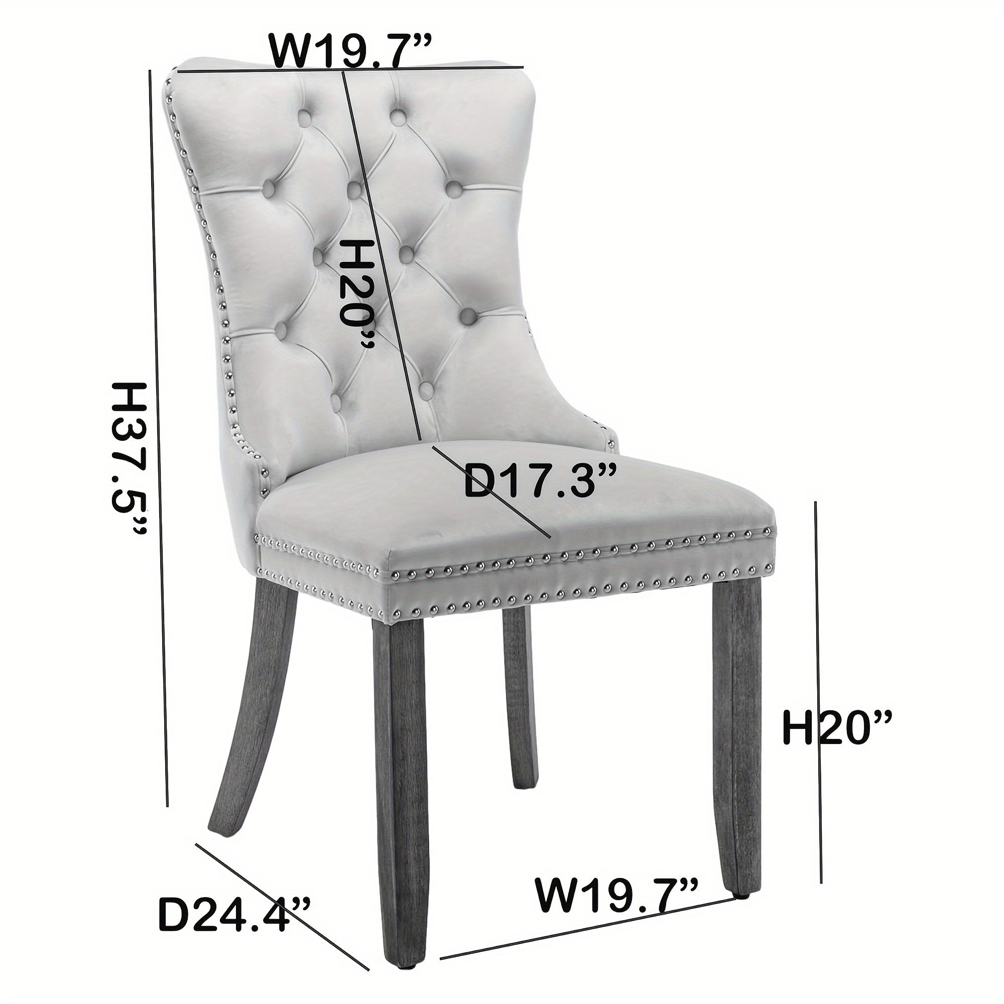 Set of 2 Upholstered High-end Dining Chairs, Tufted Side Chair with Golden Stainless Steel Plating Legs, Nailhead & Back Ring Pull Trim, Kitchen Dining Room Furniture, Tufted Dining Chairs