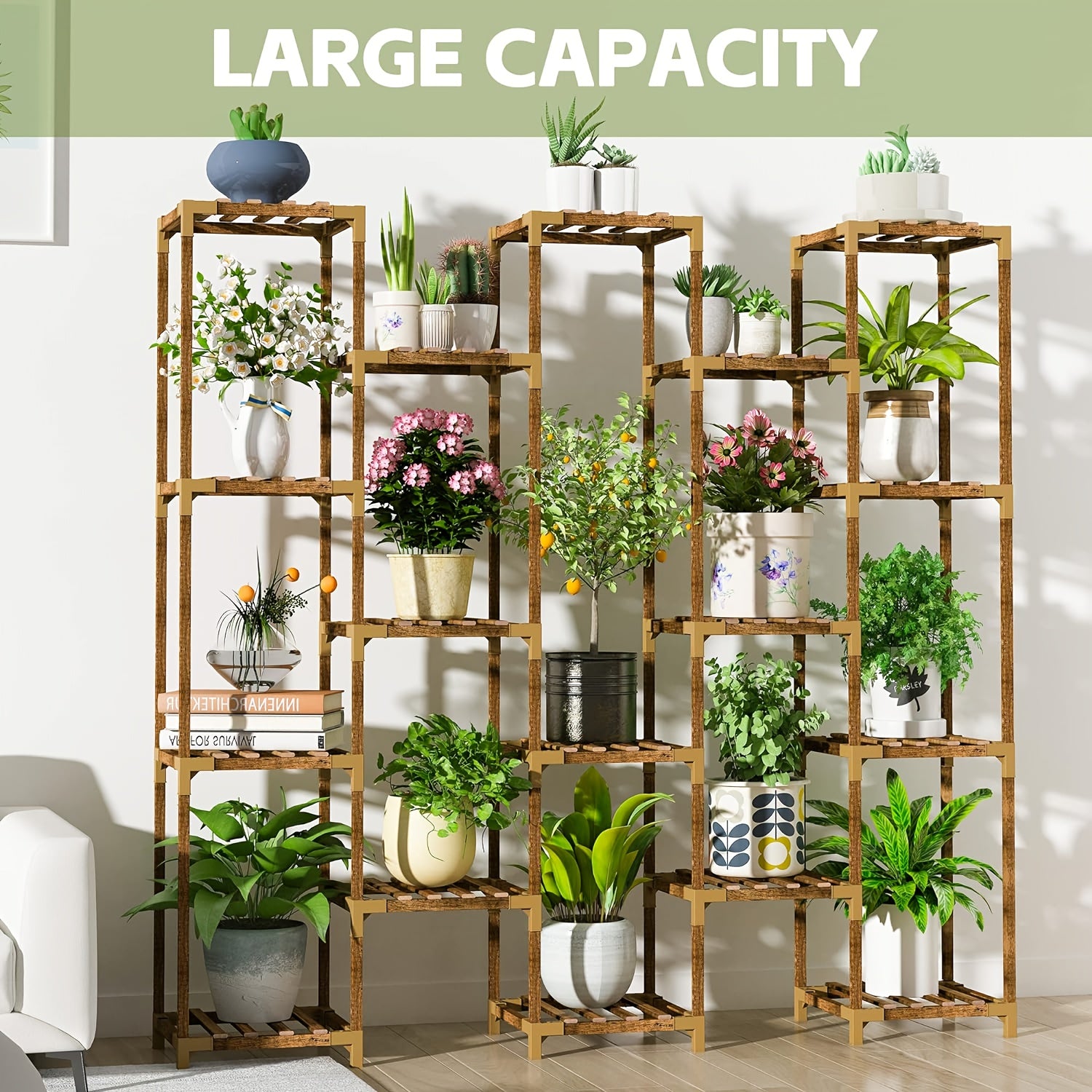 Plant Stand Indoor Outdoor, 17 Tier Large Tall Plant Shelf For Indoor Plants Multiple, Wood Plant Stand Rack Holder Table For Living Room Garden Patio Window Display Rack