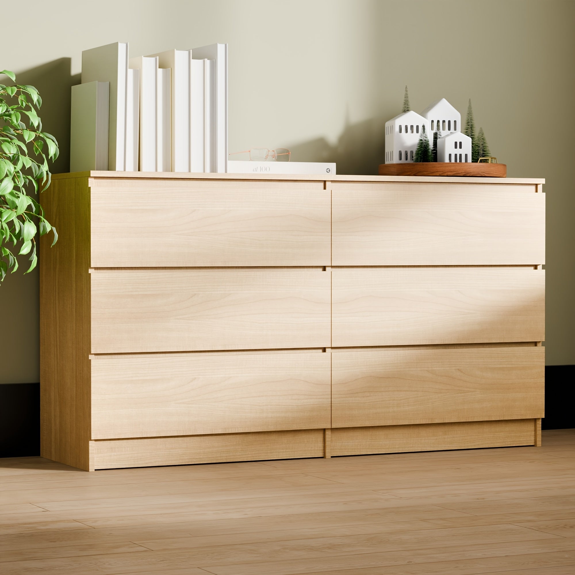 Spacious 6-Drawer Dressing Table - Large Capacity Multifunctional Storage Cabinet for Bedroom & Living Room