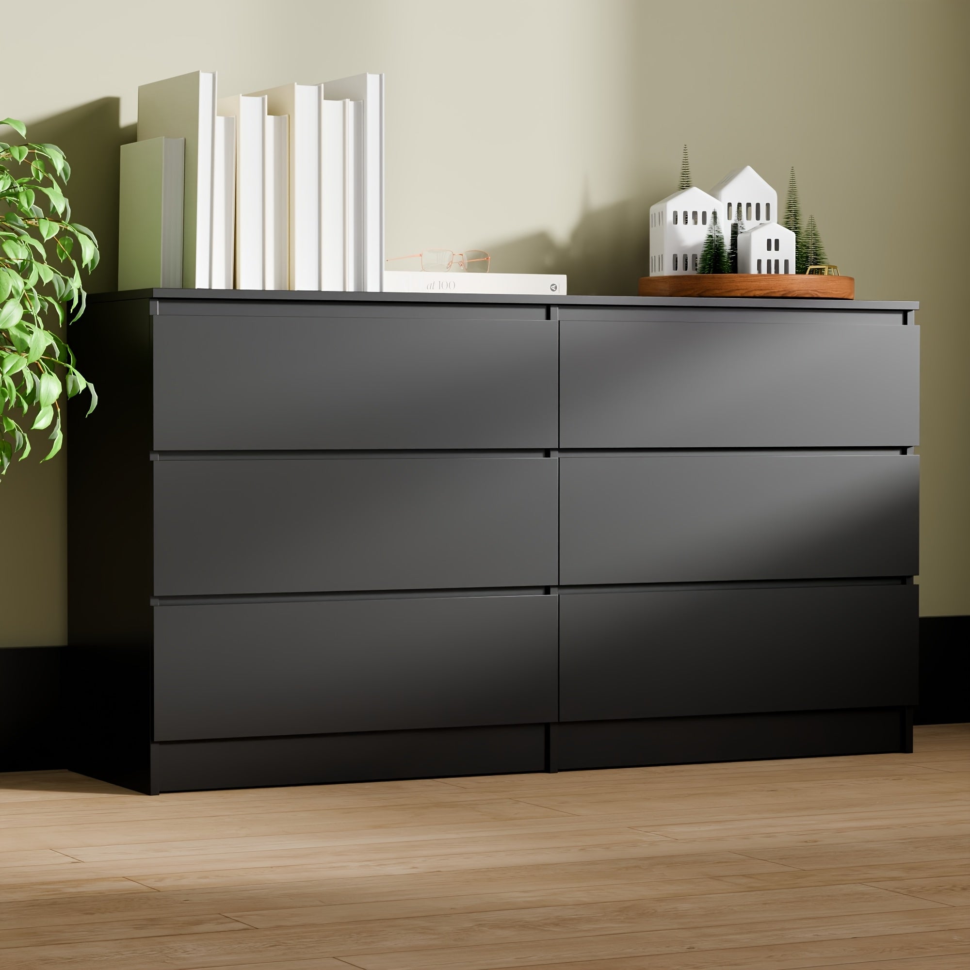 Spacious 6-Drawer Dressing Table - Large Capacity Multifunctional Storage Cabinet for Bedroom & Living Room