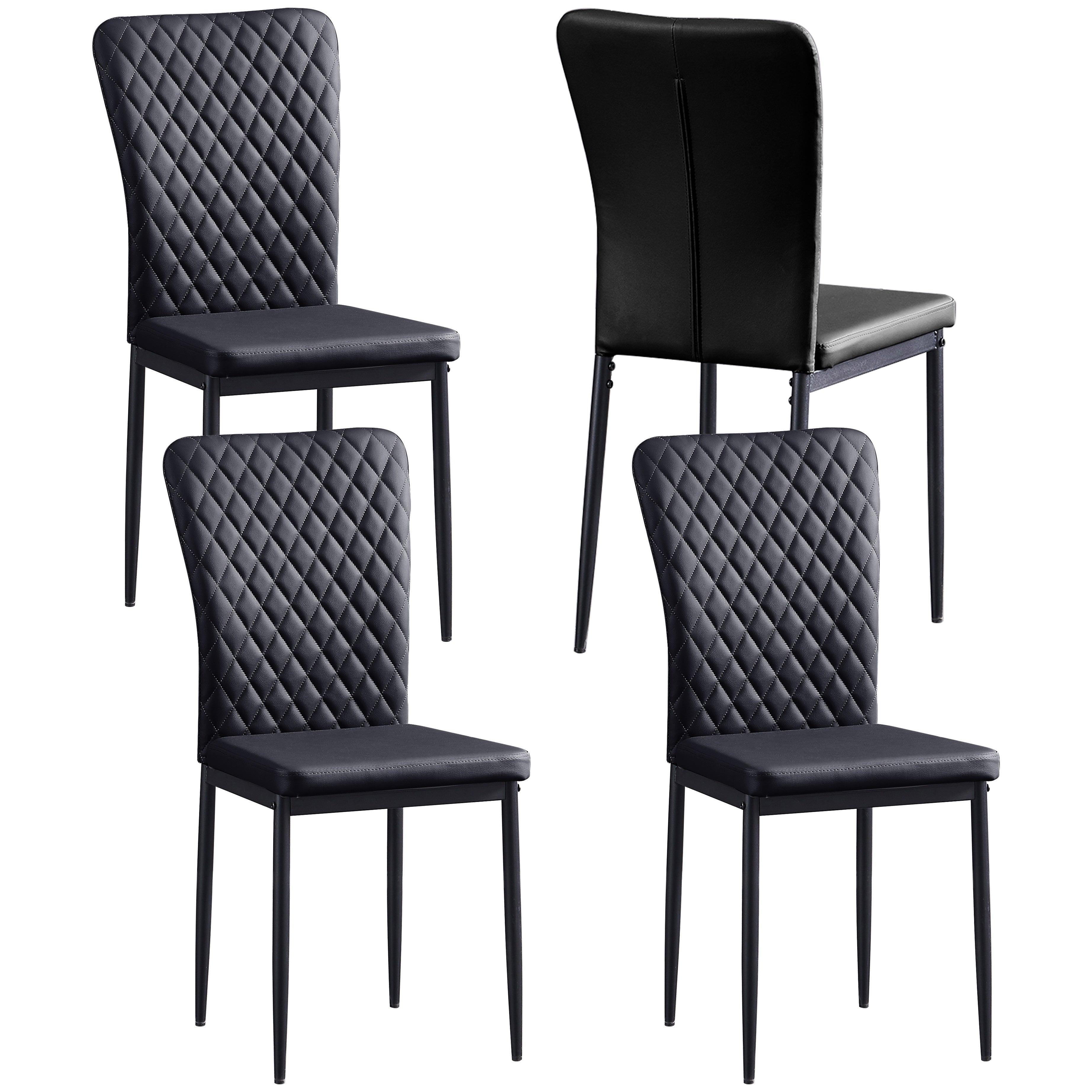 Black Velvet Dining Chairs Set Of 4 Kitchen & Dining Room Chairs High Back Kitchen Living Room Chairs Metal Frame Modern Lattice Design Set Of 6 Brown Living Room Chairs Dining Chairs with Suede, High Back, Metal Frame And Mo