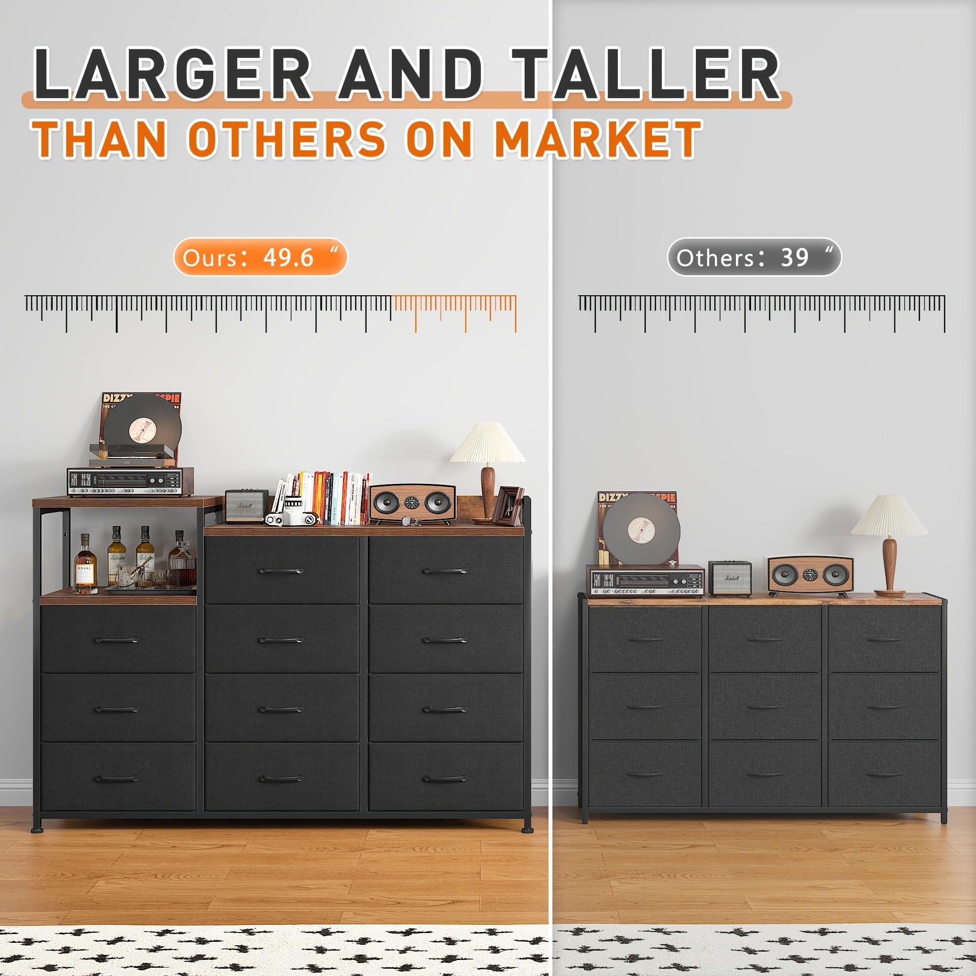 Dresser Dresser For Bedroom With 11 Drawers Dresser TV Stand With Shelves Long Dressers & Chests Of Drawers Wide