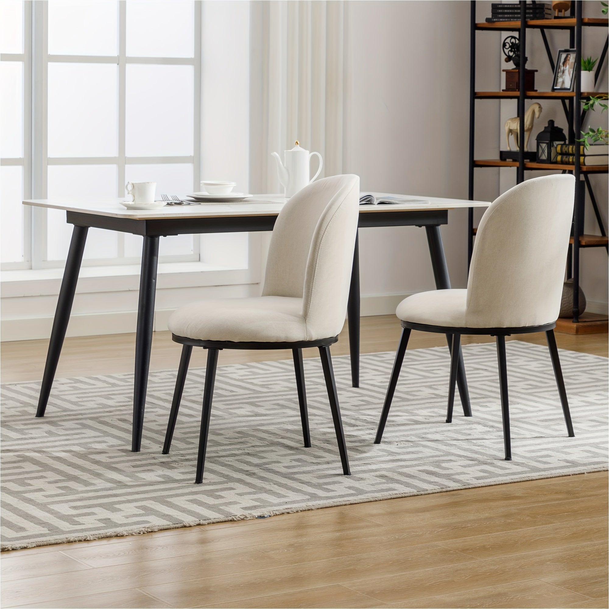 Dining Chairs Set Of 2 Mid-Century Modern Round Upholstered Dining Room Chair With Metal Legs For Living Room And Kitchen