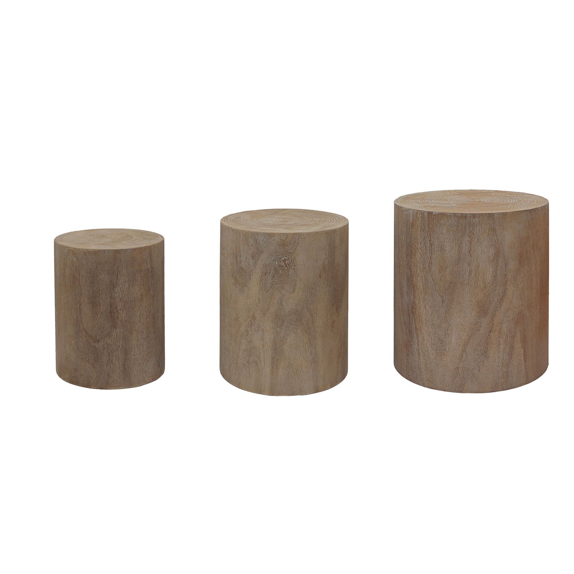 Set of 3 Nautral Wood Coffee Table with clear and visible tree rings