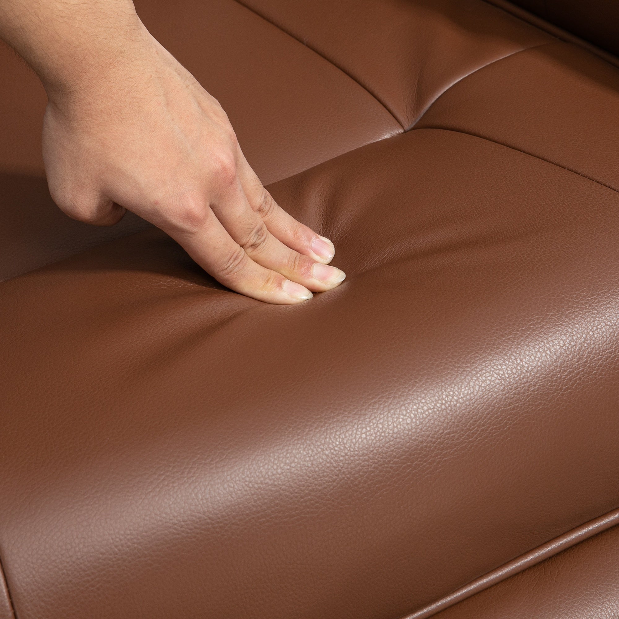 Brown Faux Leather Recliner - Adjustable Swivel Lounge Chair with Footrest, Armrests & Solid Wood Base for Living Room