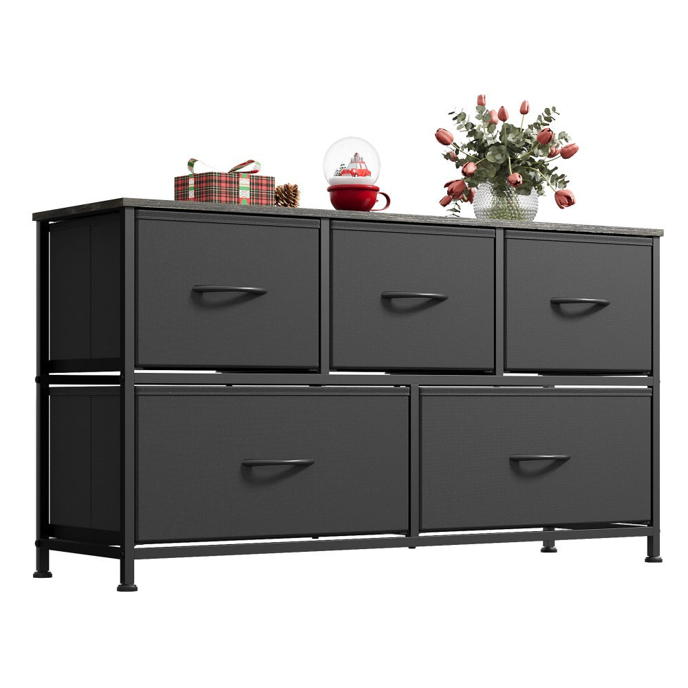 Dresser for Bedroom with 5 Drawers, Wide Chest of Drawers, Fabric Dresser, Storage Organizer Unit with Fabric Bins for Closet, Living Room, Hallway