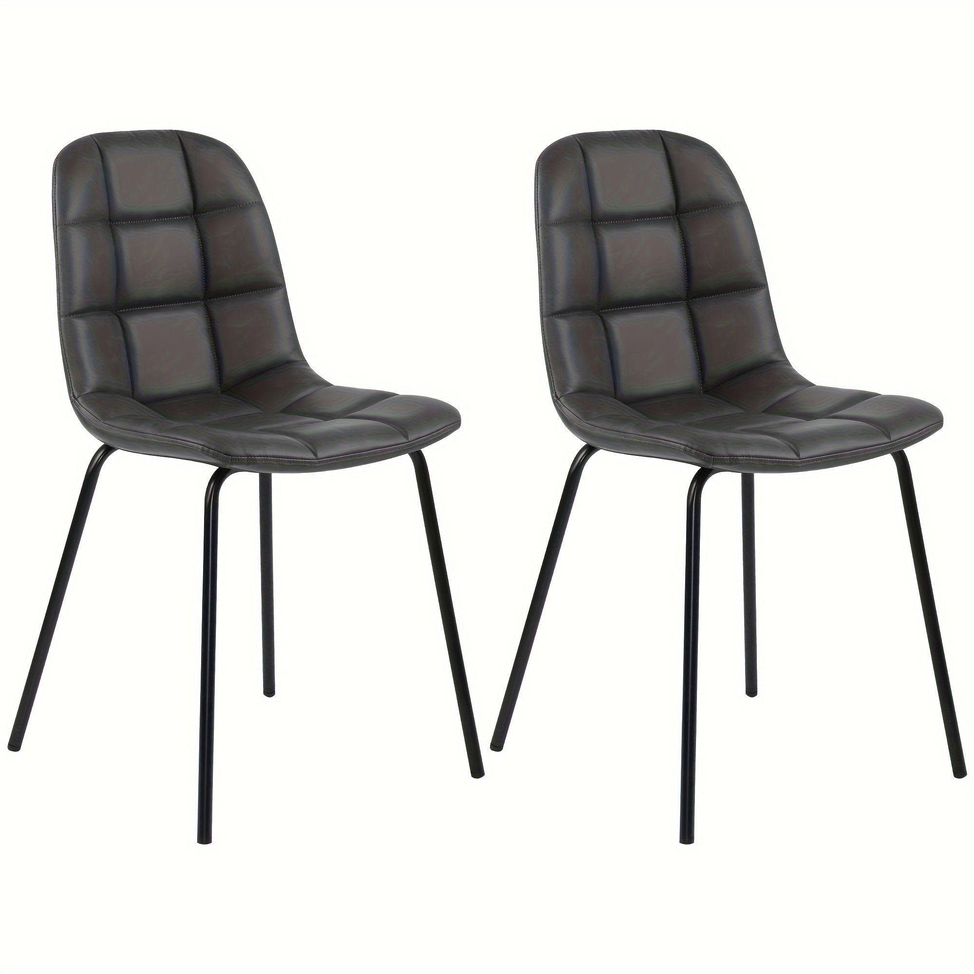 Modern Dining Chairs, Upholstered Faux Leather Dining Chairs With Metal Legs, Brown, Set of 2