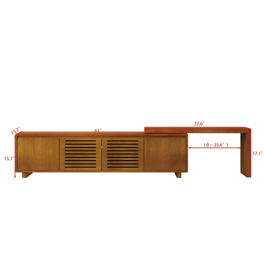 Mid-Century Modern Extendable TV Stand Wood-Based Panel & Hardwood Entertainment Center Farmhouse Media Console